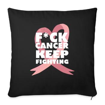 continuer à lutter contre le cancer du sein rose - Housse de coussin décorative 45 x 45 cm - noir - Devant