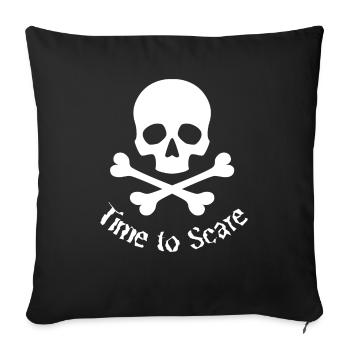 Time To Scare Skullhead Design - Sofa pillowcase 17,3'' x 17,3'' (45 x 45 cm) - black - Front
