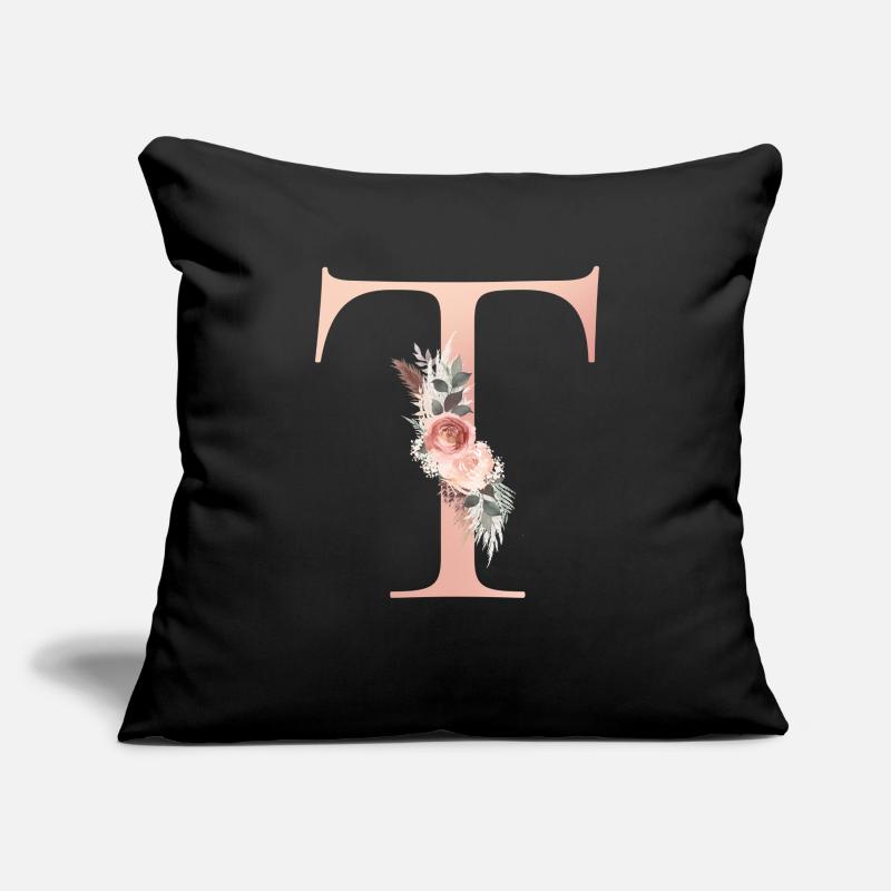 Customizable Monogram T Flowers Boho Sofa pillowcase 17,3'' x 17,3'' (45 x 45 cm)
