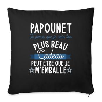 Papounet je pense que je suis ton plus beau cadeau - Housse de coussin décorative 45 x 45 cm - noir - Devant