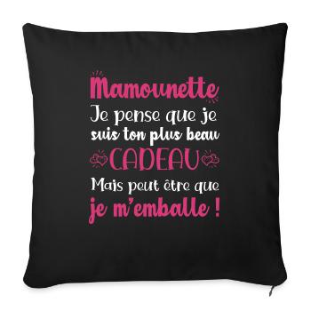 Mamounette ton plus beau cadeau original fête noël - Housse de coussin décorative 45 x 45 cm - noir - Devant