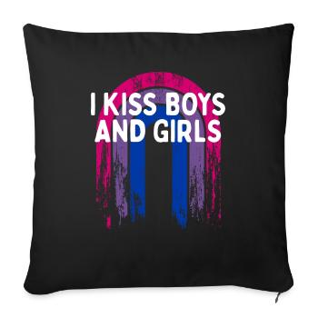 I Kiss Boys and Girls Bisexual Dating Bi Flirting - Sofa pillowcase 17,3'' x 17,3'' (45 x 45 cm) - black - Front