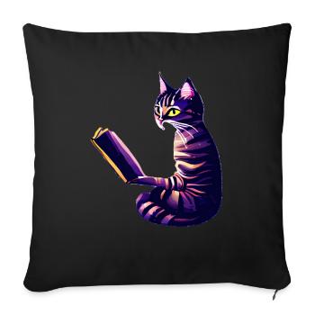 Cat Book Cat Books Domestic Cat Read Kitten - Sofa pillowcase 17,3'' x 17,3'' (45 x 45 cm) - black - Front