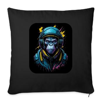 Monkey in an astronaut suit | Space pilot - Sofa pillowcase 17,3'' x 17,3'' (45 x 45 cm) - black - Front