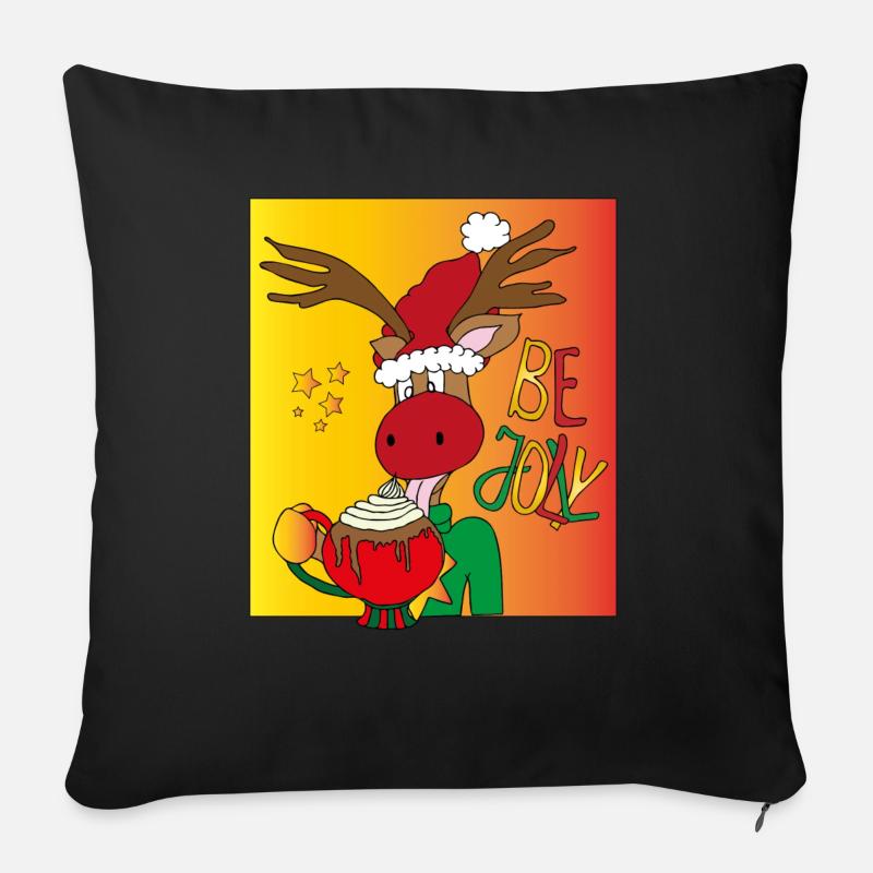 Heiße Schokolade Rudolph/ Be Jolly - Sofakissenbezug 45 x 45 cm - Schwarz