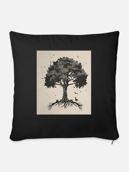 Baum des Lebens - Sofakissenbezug 45 x 45 cm - Schwarz