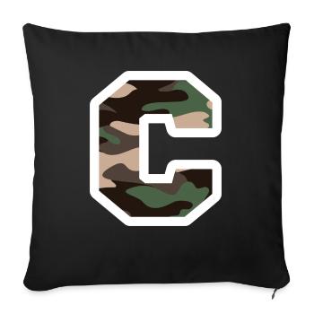 Buchstabe C Militärtarnung - Geschenkidee - Sofakissenbezug 45 x 45 cm - Schwarz - Vorne