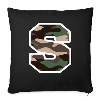 Letter S Military Camouflage - Geschenkidee - Sofakissenbezug 45 x 45 cm - Schwarz - Vorne