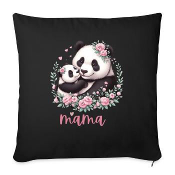 Panda Lover I Maman Panda Et Cub Fête Des Mères - Housse de coussin décorative 45 x 45 cm - noir - Devant