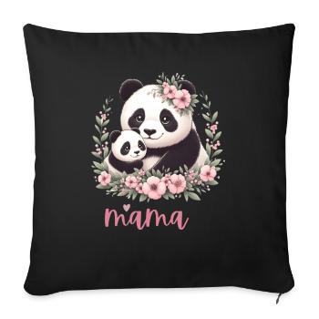 Panda Lover I Maman Panda Et Cub Fête Des Mères - Housse de coussin décorative 45 x 45 cm - noir - Devant