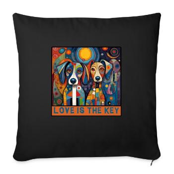 Abstract Dogs In Vibrant Colours Design - Sofa pillowcase 17,3'' x 17,3'' (45 x 45 cm) - black - Front