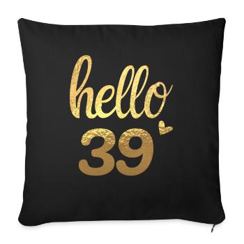 Hello 39 doré - Housse de coussin décorative 45 x 45 cm - noir - Devant