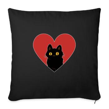LOVE CAT FOR VALENTINE DAY TSHIRT - Sofa pillowcase 17,3'' x 17,3'' (45 x 45 cm) - black - Front