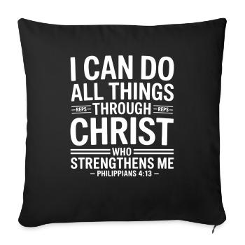 All through Christ Power Philippians 4:13 - Sofa pillowcase 17,3'' x 17,3'' (45 x 45 cm) - black - Front