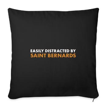Easily Distracted By Saint Bernard - Sofa pillowcase 17,3'' x 17,3'' (45 x 45 cm) - black - Front