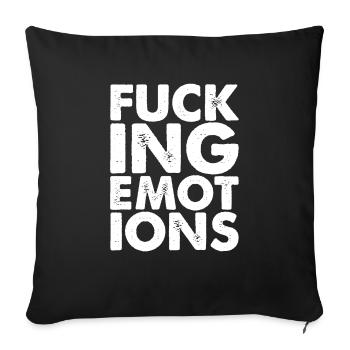 FUCKING EMOTIONS EMO sayings gifts shirts - Sofa pillowcase 17,3'' x 17,3'' (45 x 45 cm) - black - Front