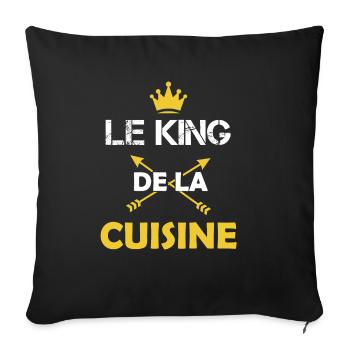 Le king de la cuisine Cadeau humour cuisinier - Housse de coussin décorative 45 x 45 cm - noir - Devant