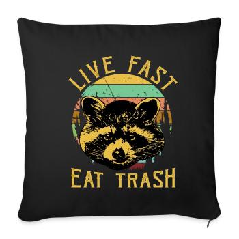 Fast food raccoon - Sofa pillowcase 17,3'' x 17,3'' (45 x 45 cm) - black - Front