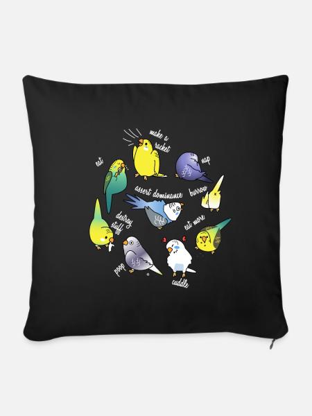 Wellensittich Kanarienvogel Papagei - Sofakissenbezug 45 x 45 cm - Schwarz