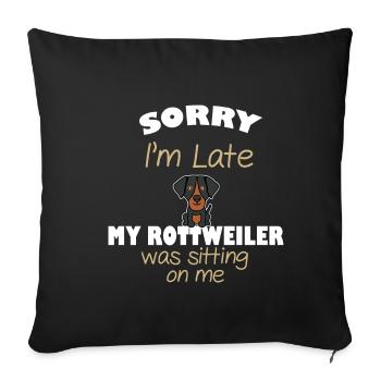 Propriétaire de chien rottweiler - Housse de coussin décorative 45 x 45 cm - noir - Devant