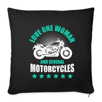 Love One Woman And Several Motorcycles Motorcycle - Sofa pillowcase 17,3'' x 17,3'' (45 x 45 cm) - black - Front