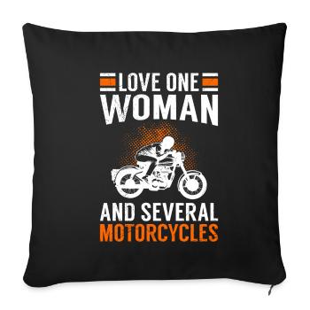 Love One Woman And Several Motorcycles Motorcycle - Sofa pillowcase 17,3'' x 17,3'' (45 x 45 cm) - black - Front