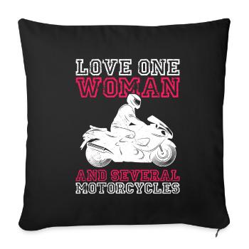Love One Woman And Several Motorcycles Motorcycle - Sofa pillowcase 17,3'' x 17,3'' (45 x 45 cm) - black - Front