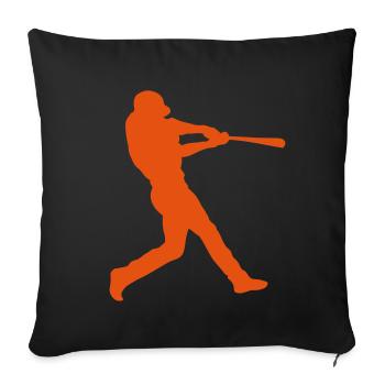 baseball batte frappe silhouette - Housse de coussin décorative 45 x 45 cm - noir - Devant