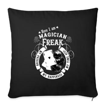 Wizard Magician Coins Cards Card Trick Cardist - Sofa pillowcase 17,3'' x 17,3'' (45 x 45 cm) - black - Front