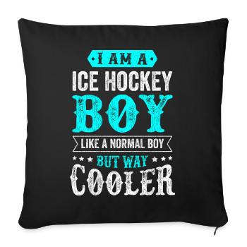 Ice hockey boy ice hockey boy man saying - Sofa pillowcase 17,3'' x 17,3'' (45 x 45 cm) - black - Front