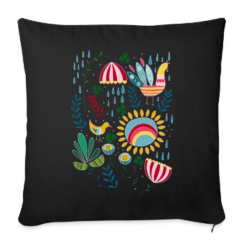 Lass es regnen. Skandinavisches Vintage Muster - Sofakissenbezug 45 x 45 cm - Schwarz - Vorne
