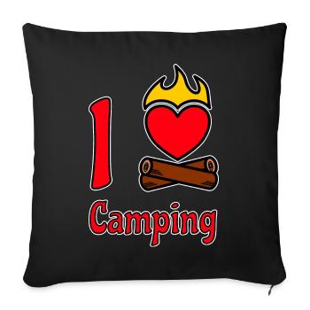 I love Camping Ich liebe Camping Campers Sprüche - Sofakissenbezug 45 x 45 cm - Schwarz - Vorne