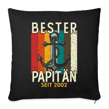 Papitän seit 2002 - Sofakissenbezug 45 x 45 cm - Schwarz - Vorne