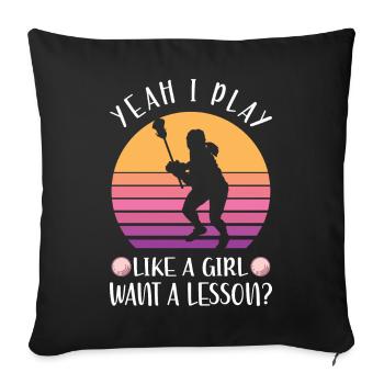 Lacrosse Sport | Spieler Team Trainer Geschenkidee - Sofakissenbezug 45 x 45 cm - Schwarz - Vorne