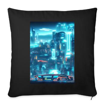 Cool Japanese World Japan Neon City - Sofakissenbezug 45 x 45 cm - Schwarz - Vorne
