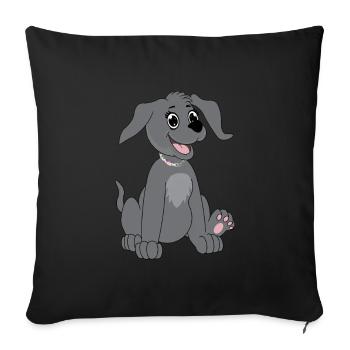Dog sits - grey - Sofa pillowcase 17,3'' x 17,3'' (45 x 45 cm) - black - Front