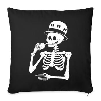 Sarcastique Drôle Squelette Buvant du café expresso - Housse de coussin décorative 45 x 45 cm - noir - Devant