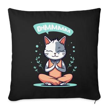 Ohmmm Yoga Cat I Meditation Relaxation | Kitten - Sofa pillowcase 17,3'' x 17,3'' (45 x 45 cm) - black - Front