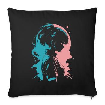 of Aesthetics: Anime Girl Silhouette - Sofa pillowcase 17,3'' x 17,3'' (45 x 45 cm) - black - Front