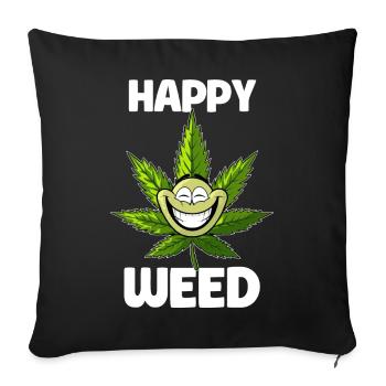 Happy Weed - Conception de chanvre - Housse de coussin décorative 45 x 45 cm - noir - Devant