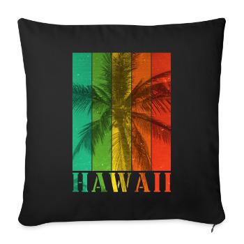 Hawaii Aloha Palmen Strand Meer Insel Vintage Bunt - Sofakissenbezug 45 x 45 cm - Schwarz - Vorne