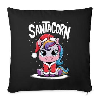 Unicorn Christmas Santa Funny Cute Santacorn - Sofa pillowcase 17,3'' x 17,3'' (45 x 45 cm) - black - Front