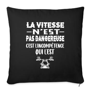 Maillot moto motard motarde homme femme humour - Housse de coussin décorative 45 x 45 cm - noir - Devant