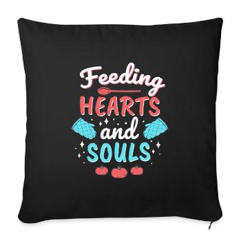 Cuisiner Cuisiner Nourrir les cœurs et les âmes - Housse de coussin décorative 45 x 45 cm - noir - Devant