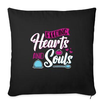 Cuisiner Cuisiner Nourrir les cœurs et les âmes - Housse de coussin décorative 45 x 45 cm - noir - Devant