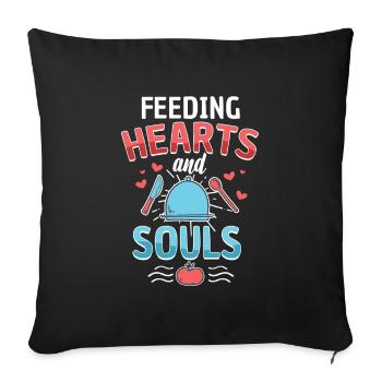 Cuisiner Cuisiner Nourrir les cœurs et les âmes - Housse de coussin décorative 45 x 45 cm - noir - Devant