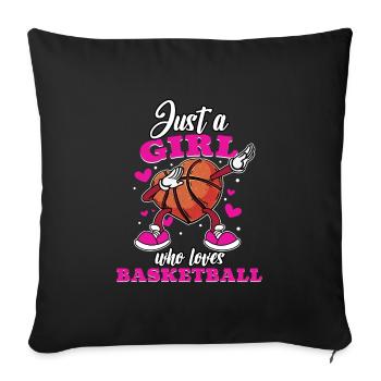 Juste une fille qui aime le basketball Idée cadeau - Housse de coussin décorative 45 x 45 cm - noir - Devant