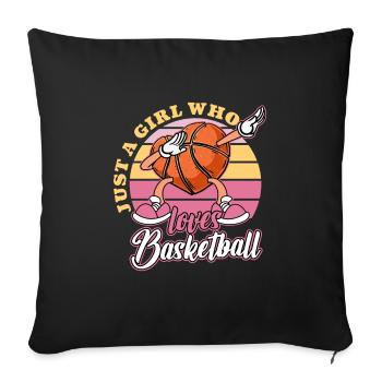 Juste une fille qui aime le basketball Idée cadeau - Housse de coussin décorative 45 x 45 cm - noir - Devant