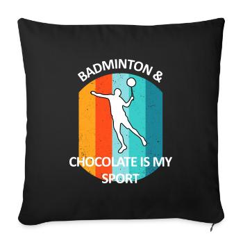 Badminton Badminton Badminton Player Chocolat - Housse de coussin décorative 45 x 45 cm - noir - Devant