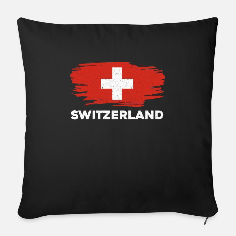 Schweiz - Sofakissenbezug 45 x 45 cm - Schwarz